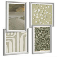 BILDER SET 4er Set - 50x50 cm & 40x60 cm Silberner Rahmen - Abstrakte Boho-Muster - Silberfarben, Kunststoff (50/50cm) - TULUP