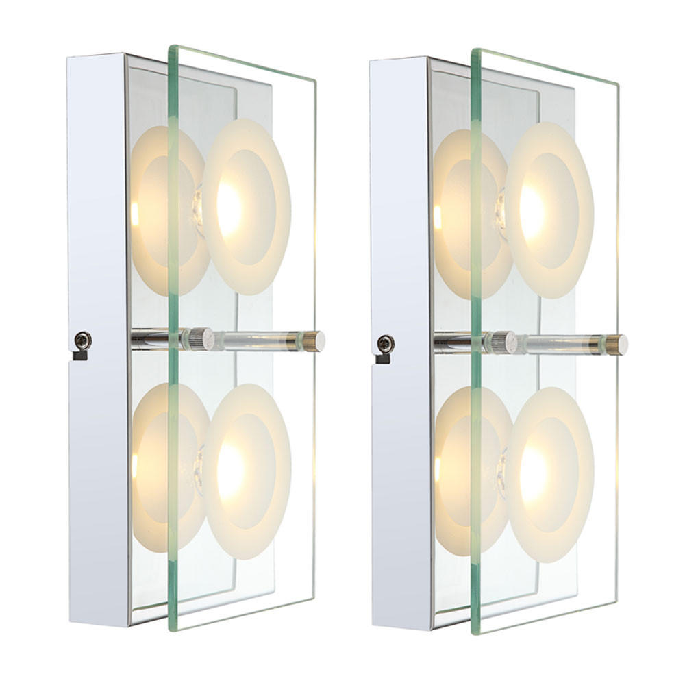 LED WANDLEUCHTE Silber Glasplatte 2 flammig - Silberfarben, Glas (12.5/6.5/25cm)