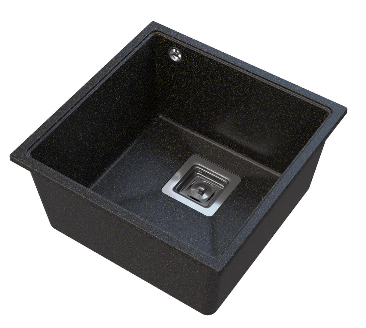 SPÜLBECKEN Napo Schwarz mit goldenen Sprenkeln 42 cm Unterbau 1-tlg. - Schwarz, Stein (42/42/20cm) - Granitan