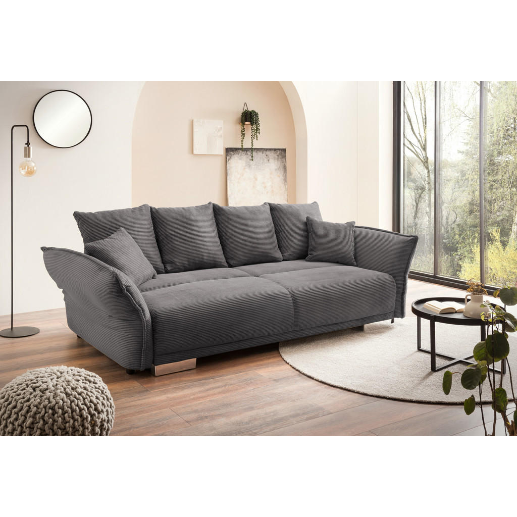 Thumbnail - luma-home Big-Sofa, Anthrazit, Textil, 3-Sitzer, Füllung: Polyurethan (Pur), einzeln stellbar,Rechteckig, 242x90x131 cm,...