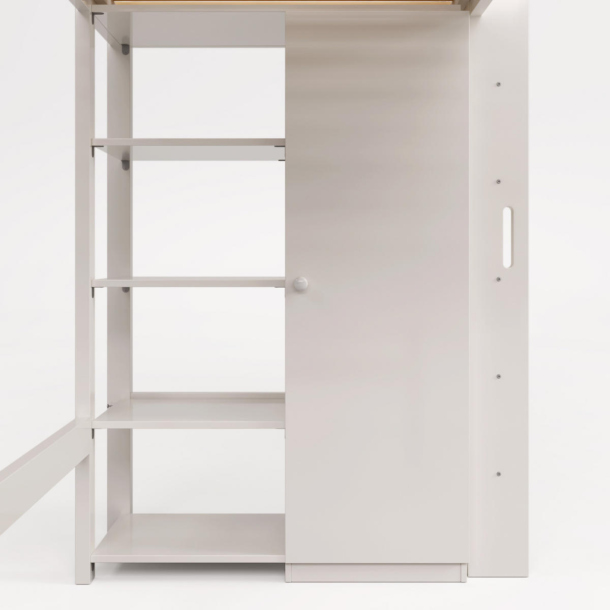 KINDEREINZELBETTEN aus Spanplatte & Massivholz 90x200 cm in Weiß mit Kleiderschrank - Weiß, Holzwerkstoff (90/200cm) - Modfu