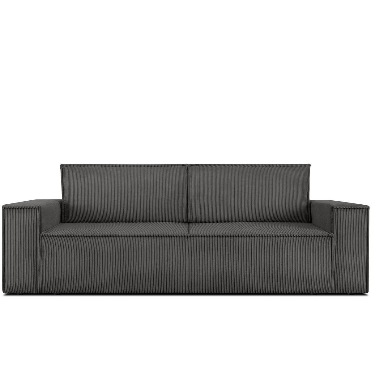 3-SITZER-SCHLAFSOFA NAPI in Pet Friendly Cord-Stoff, grau - Schwarz/Grau, Textil (244/89/101cm) - KONSIMO®