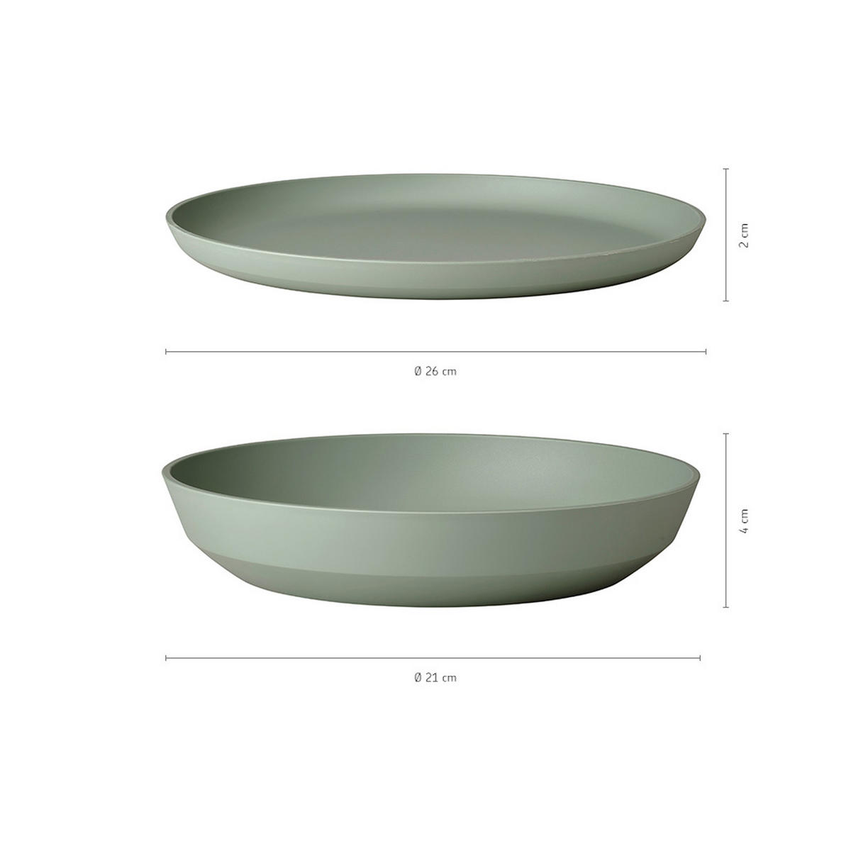 TAFEL-SET Silueta Nordic Sage 8er Set - Mintgrün, Kunststoff (1/1/1cm) - Mepal