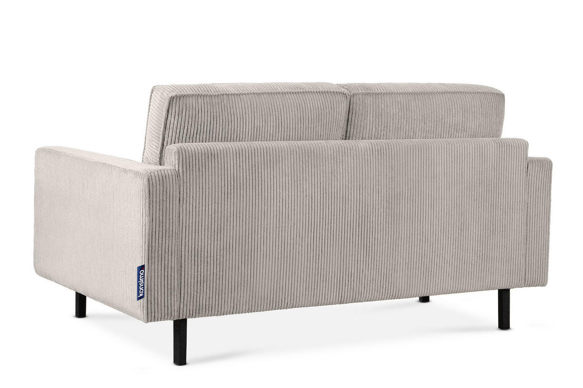 2-SITZER-SOFA INVIA Klassische-Stil mit Armlehnen, Feinkord-Stoff, Creme - Creme/Schwarz, Textil (164/87/98cm) - KONSIMO®