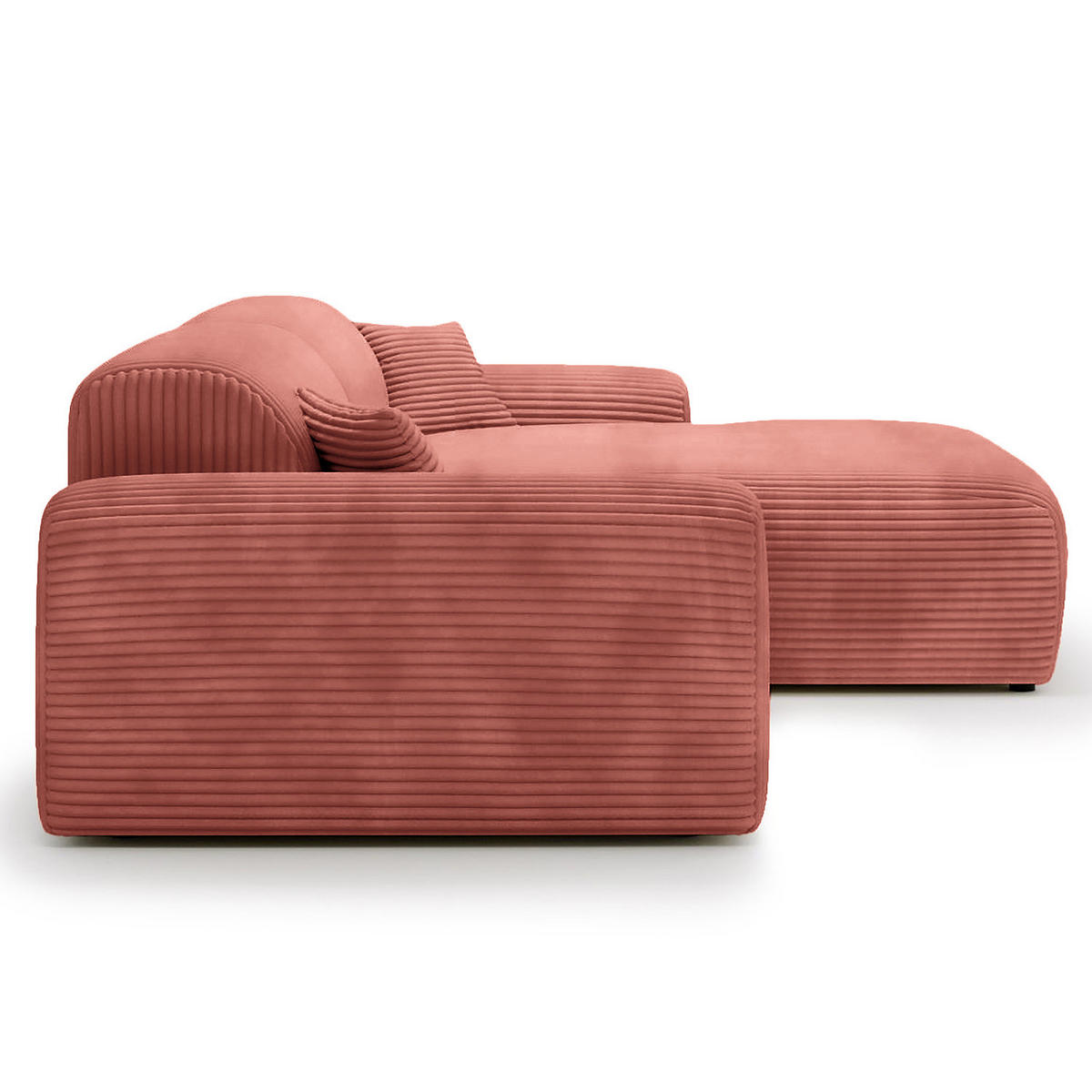 ECKSOFA mit Longchair - Cord - Schwarz/Altrosa, Kunststoff/Textil (284/178cm) - home24