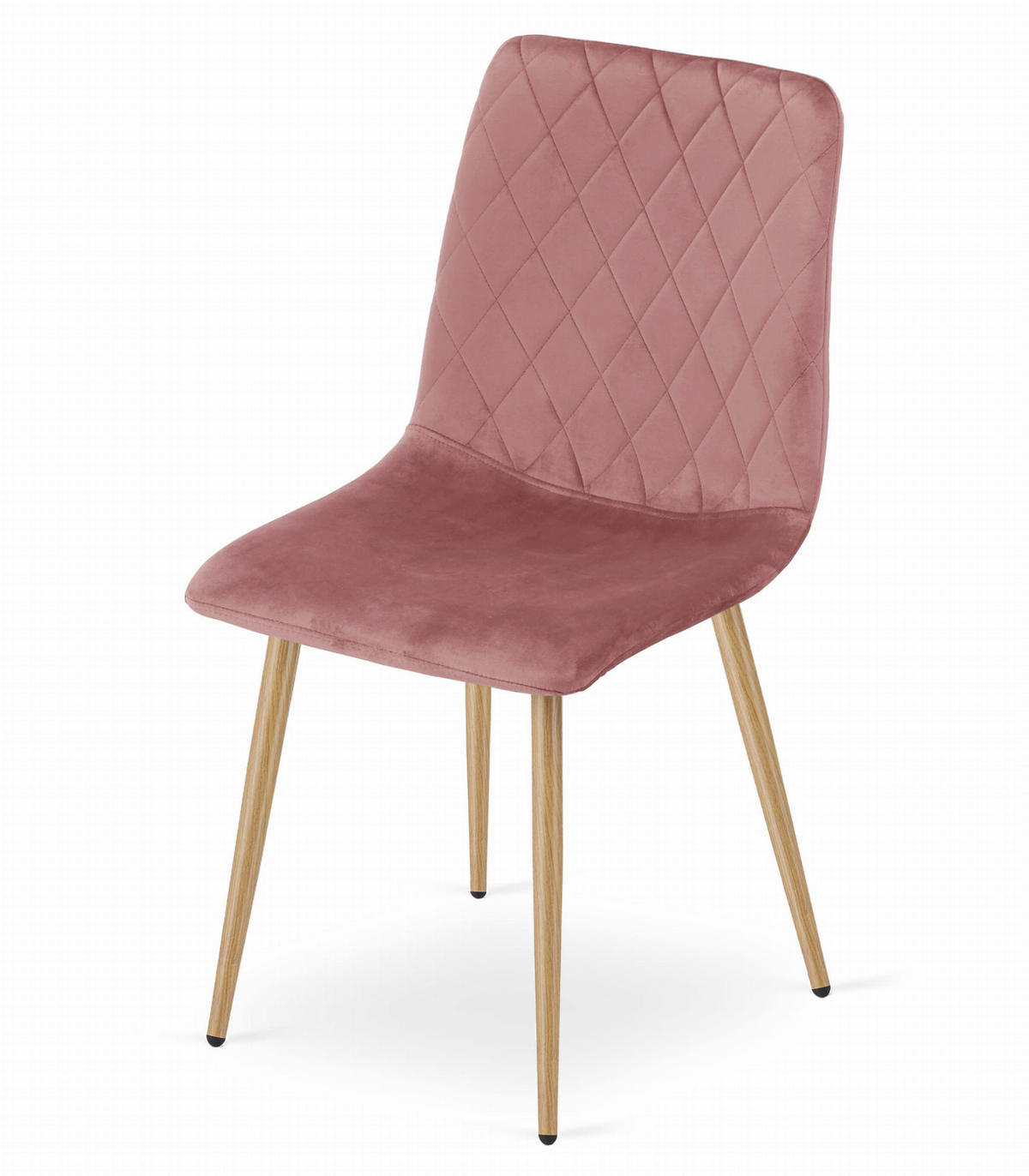 STUHL SCANNO 6-er Set, Rosa, Metallbeine in Holzfarbe, mit Samtstoff gepolstert - Rosa, Textil/Metall (45/89/53cm) - Komodee