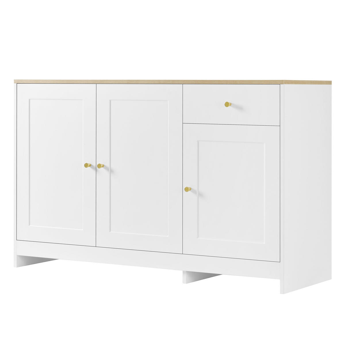 KOMODA MDF v bílé a přírodní barvě, 3 dvířka, 1 zásuvka a nastavitelné police - bílá, kompozitní dřevo (120/75/40cm) - Urban Meuble