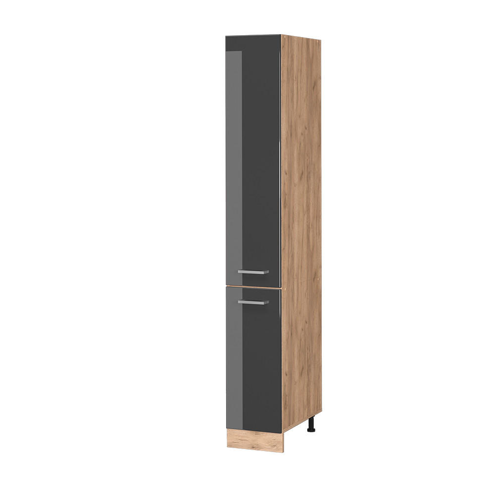 APOTHEKERSCHRANK R-Line Anthrazit Hochglanz 30 cm - Honigeiche/Schwarz Hochglanz, Holzwerkstoff (30/206.8/57.2cm) - Vicco