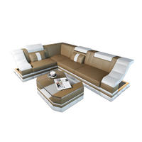 COUCH Bianchi Sandbeige Weiß Büffelleder - Sandfarben, Leder (271/196cm)