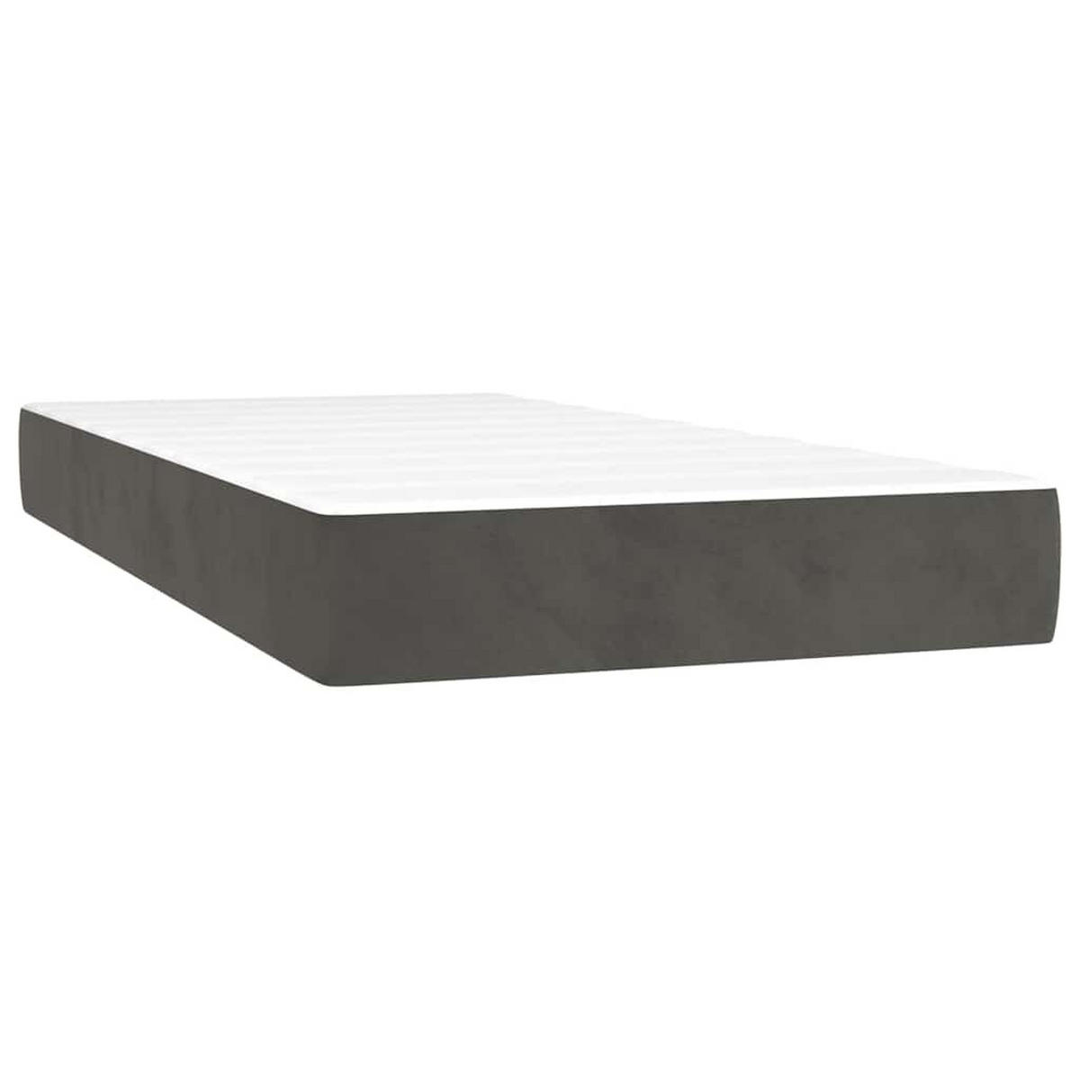 BOXSPRINGBETT 90/200 Cm Grau Samt - Dunkelgrau, Textil (90/203cm) - vidaXL