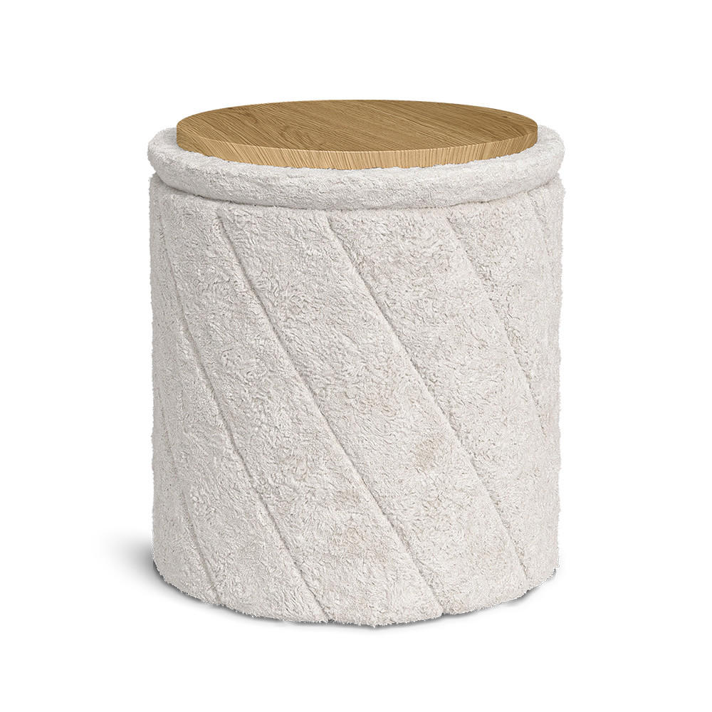 STOLIĆ ZA KAVU S POLICAMA Novin, Bijela /Hrast, 43 x 43 + - bijela/boje hrasta, tekstil (43/45/43cm) - Vicco