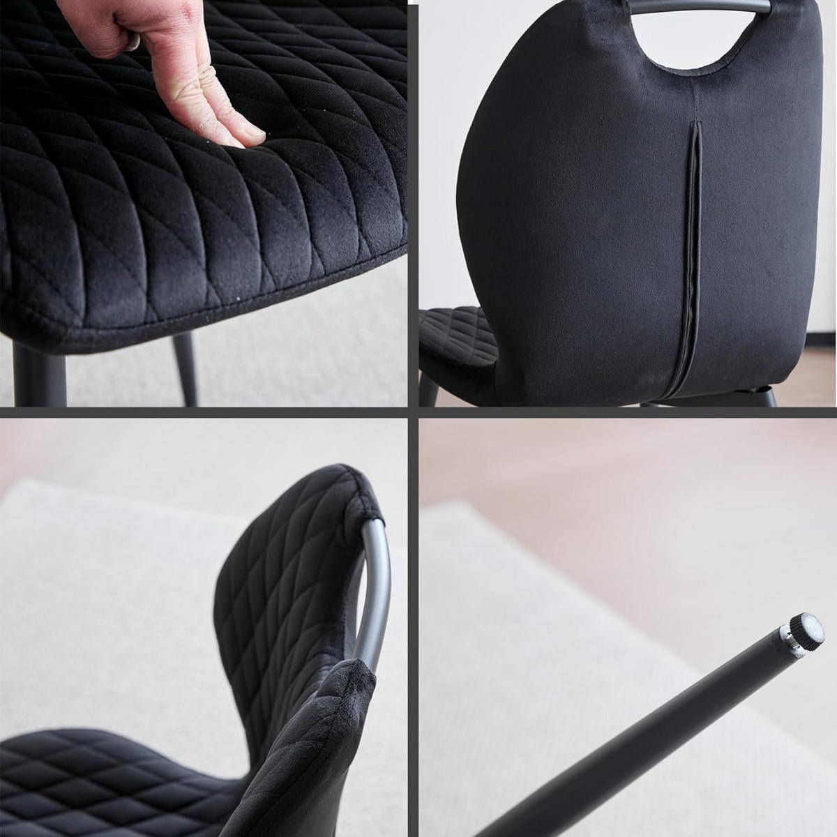 ESSZIMMERSTÜHLE 6er-Set Stoff Schwarz - Schwarz, Textil (44/86/46cm)