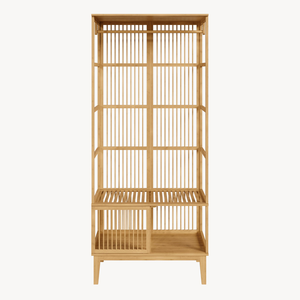 ŠATNÍKOVÝ STOJAN Vemb - prírodná farba, drevo (80/185/45cm) - [en.casa]