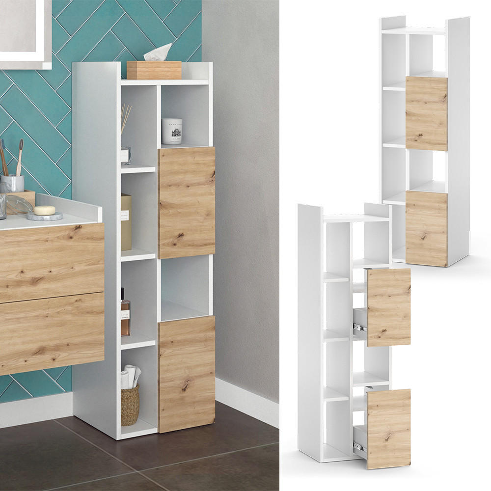 BADSCHRANK Alf Weiß 36 x 117 cm mit 2 Schubladen - Weiß, Holzwerkstoff (36/117/36cm) - Vicco