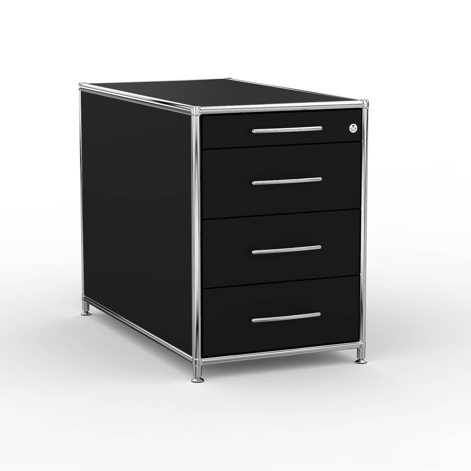 BÜRO-STANDCONTAINER Holz, 80 cm, 4 Schubladen, Schwarz - Chromfarben/Silberfarben, Holzwerkstoff/Metall (80/61/80cm) - Versee