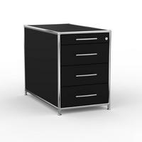BÜRO-STANDCONTAINER Holz, 80 cm, 4 Schubladen, Schwarz - Chromfarben/Silberfarben, Holzwerkstoff/Metall (80/61/80cm) - Versee