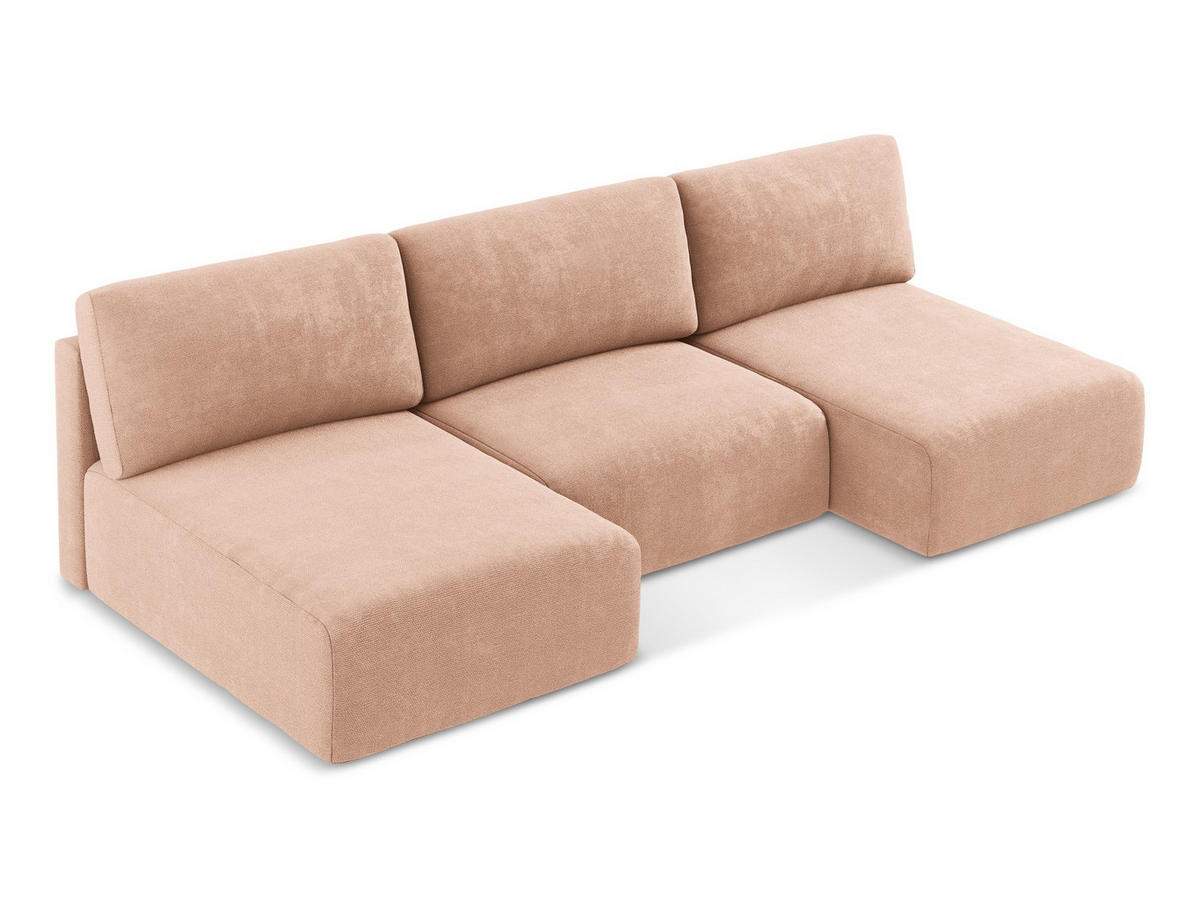 WOHNLANDSCHAFT Chenille Stoff Pink - Pink/Koralle, Kunststoff/Textil (304/79/149cm) - Makamii