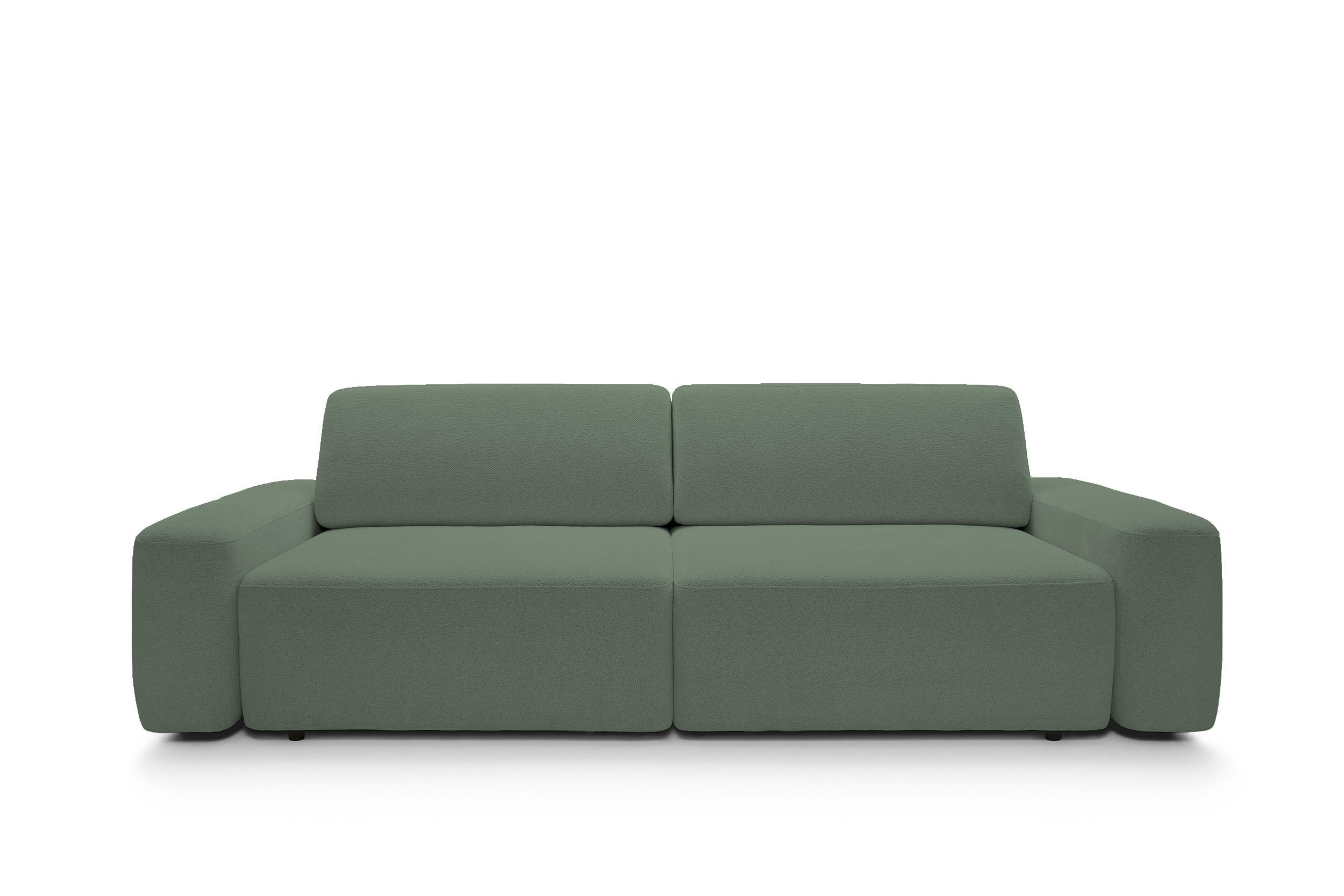 SOFA 4-Sitzer freistehend, Bettzeugcontainer, Polsterung aus PUR-Schaum, Stoff Raven, Schlaffunktion: 120x200 cm, Größe: 257x82x105 cm, Grün - Grün, Holz/Textil (257/82/105cm) - DomoHome