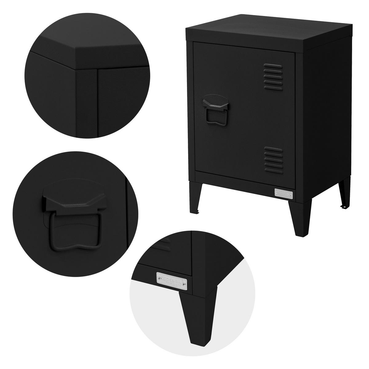 NACHTTISCH Schwarz 40x30x58 cm aus Stahl - Schwarz, Metall (40/58/30cm) - ML-DESIGN