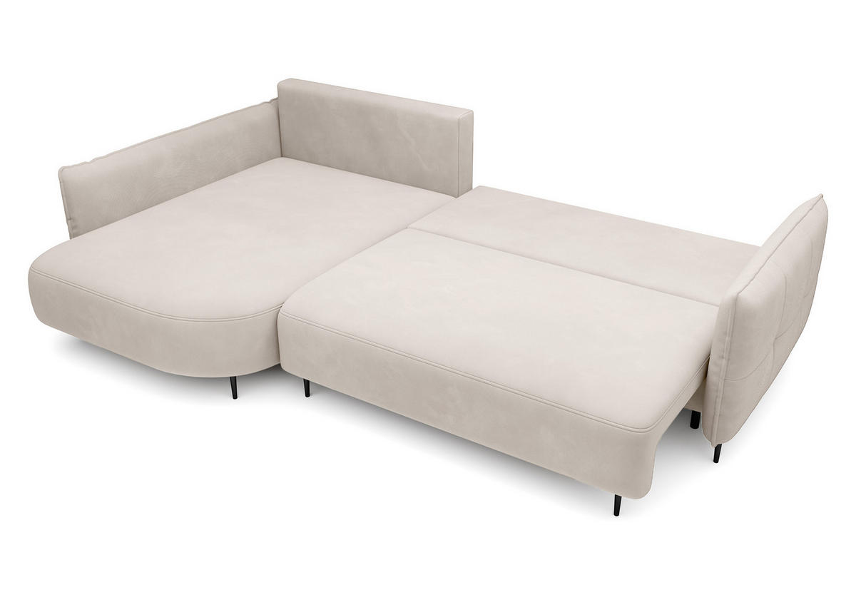 ECKSOFA Oblivio Cremeweiß Velours - Creme/Schwarz, Textil/Metall (285/200cm) - Selsey