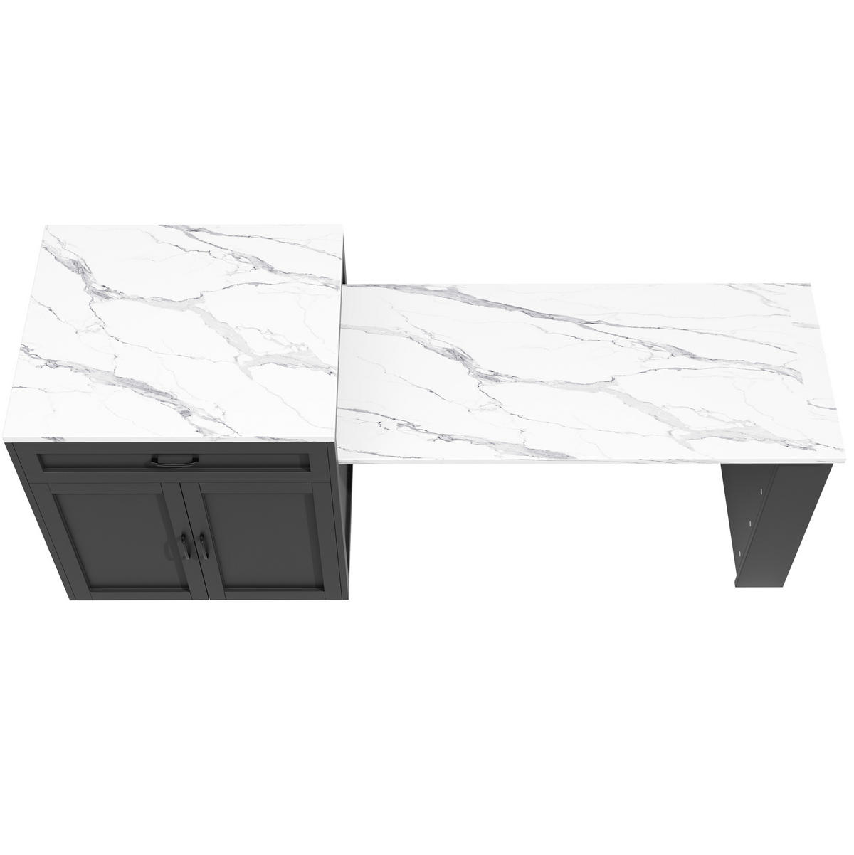 BARTISCH 98/204/70/93,5 cm in Schwarz mit Stauraum und Rollen - Schwarz, Holzwerkstoff (70/204/93.5cm) - BEAOK