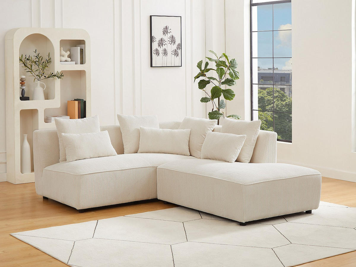 SOFA ohne Schlafmöglichkeit - 4 Personen-Sitzer - Samt - Beige - - Beige, Textil (185/71/231cm) - Vente-Unique