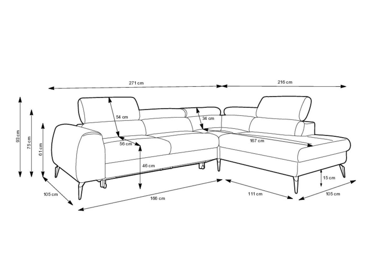 ECKSOFA JAZZ Beige 271x216x93 cm - Beige, Textil (271/216cm) - FURNLUX