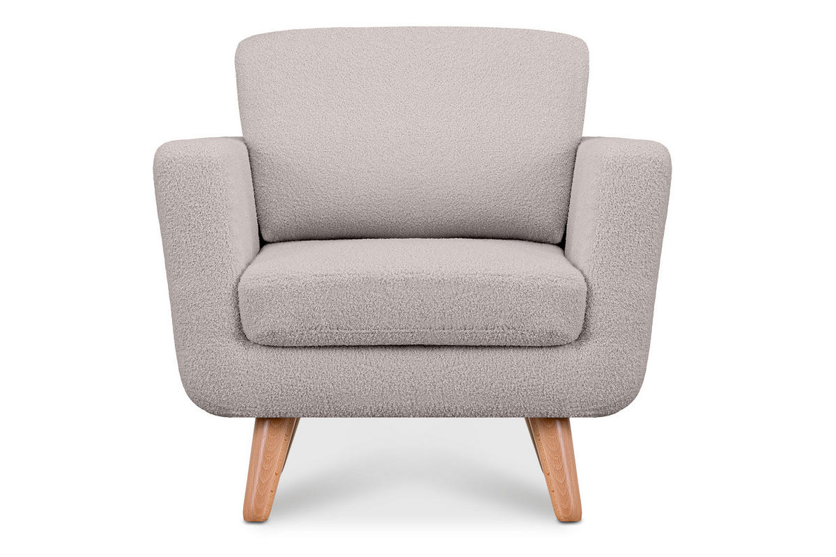 SESSEL TAGIO Massivholz-Beine, hellgrau - Hellgrau/Braun, Buchenholz/Textil (86/80/88cm) - KONSIMO®