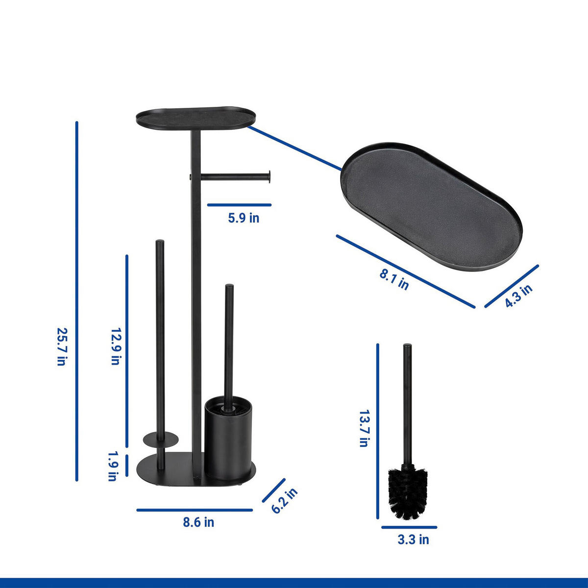WC-STÄNDER mit Ablage für das Telefon Orea 13/23/70 cm - Schwarz, Metall (23/70/13cm) - Wenko