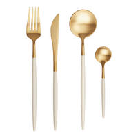 BESTECK-SET (4-tlg.) Stiletto - Goldfarben/Weiß, Metall - Butlers