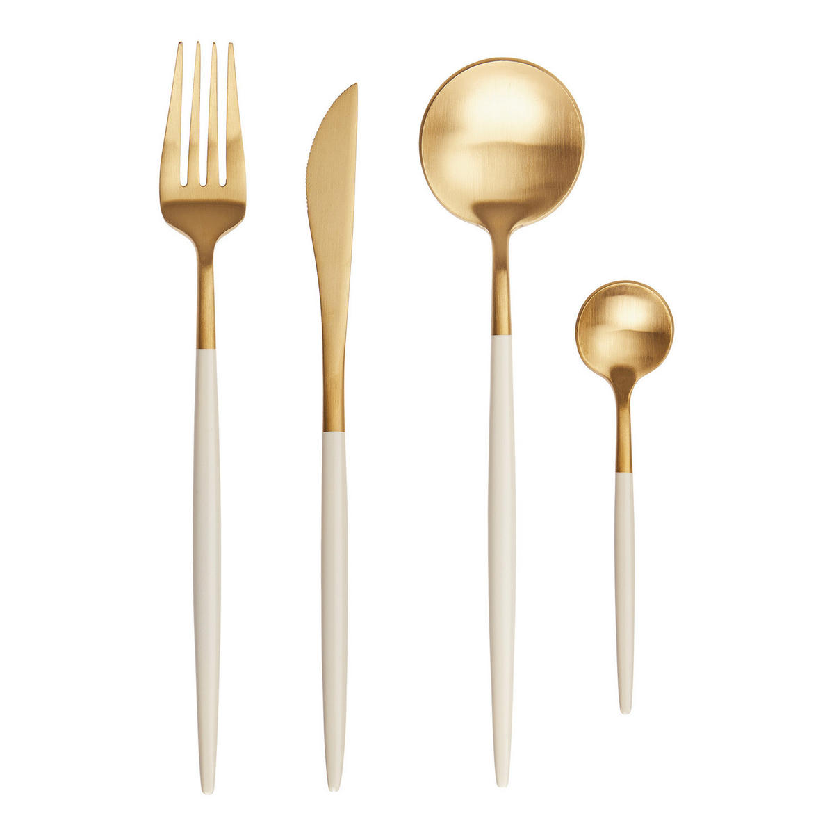 BESTECK-SET (4-tlg.) Stiletto - Goldfarben/Weiß, Metall - Butlers