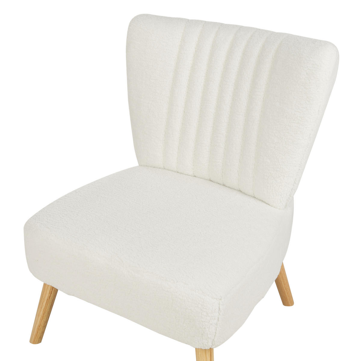 SESSEL Bouclé Weiß Vaasa - Hellbraun/Weiß, Textil (61/85/60cm) - Beliani