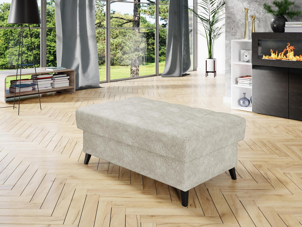 POLSTERHOCKER Nord - Ecru/Schwarz, Holz/Textil (106/44/67cm) - MIRJAN24