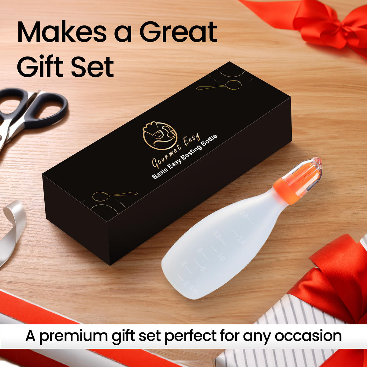 SILIKONPINSEL mit Spender 2 in 1 Grill & Backpinsel für sauberes, schnelles Bestreichen BPA frei, hitzebeständig, Geschenkbox - Orange, Kunststoff (8.13cm) - Gourmet Easy