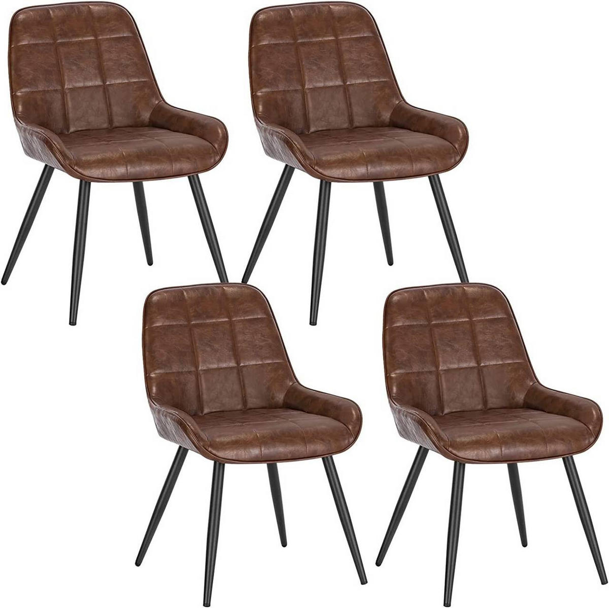 ESSZIMMERSTUHL 4er-Set, Polsterstuhl, Kunstleder, Braun - Schwarz/Braun, Textil/Metall (52.5/81.5/62cm) - Woltu