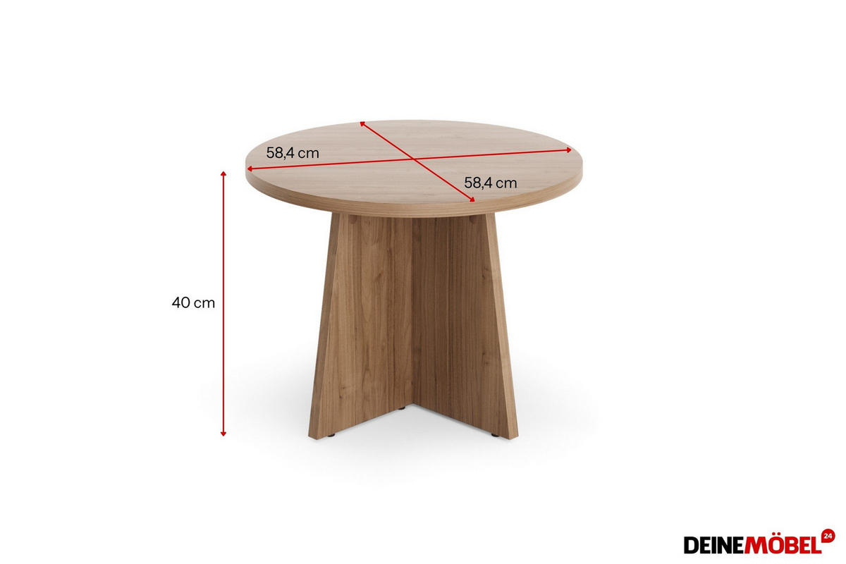 COUCHTISCH AURO 08 Ø58 cm in Kaschmir / Royal Nussbaum - Nussbaumfarben, Holzwerkstoff (58/58/40cm) - Deine Möbel 24