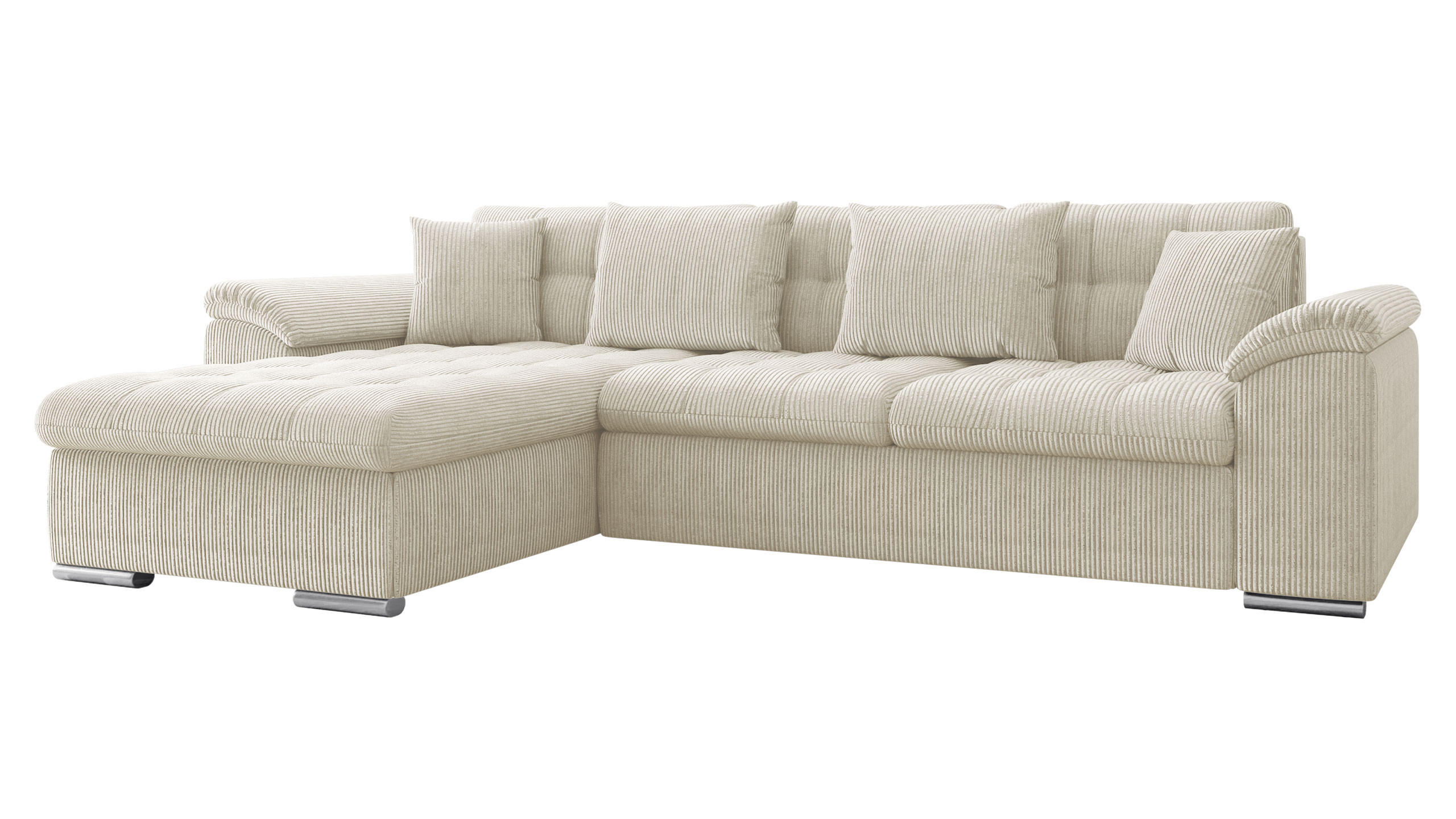 ECKSOFA Diana Cord, Seite: Links - Naturfarben, Holz/Textil (280/160cm) - MIRJAN24