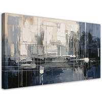 LEINWANDBILD Geometrische Abstraktion Linien 80x40cm - Grau, Textil (80/40cm) - Feeby