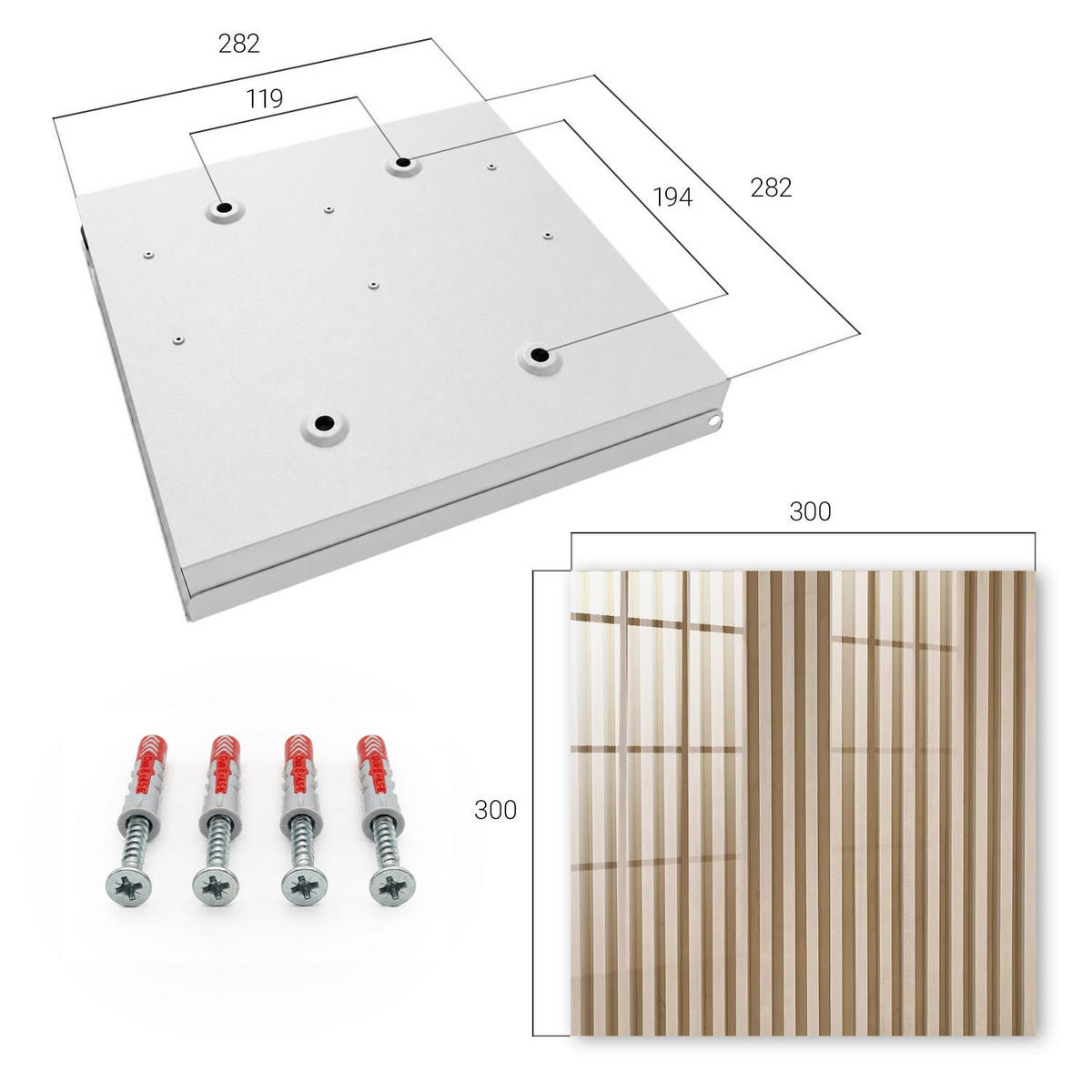SCHLÜSSELBOX Weiß 30x30 cm – Türöffnung nach rechts - beige Linien - Beige, Metall (30/30/5cm) - TULUP