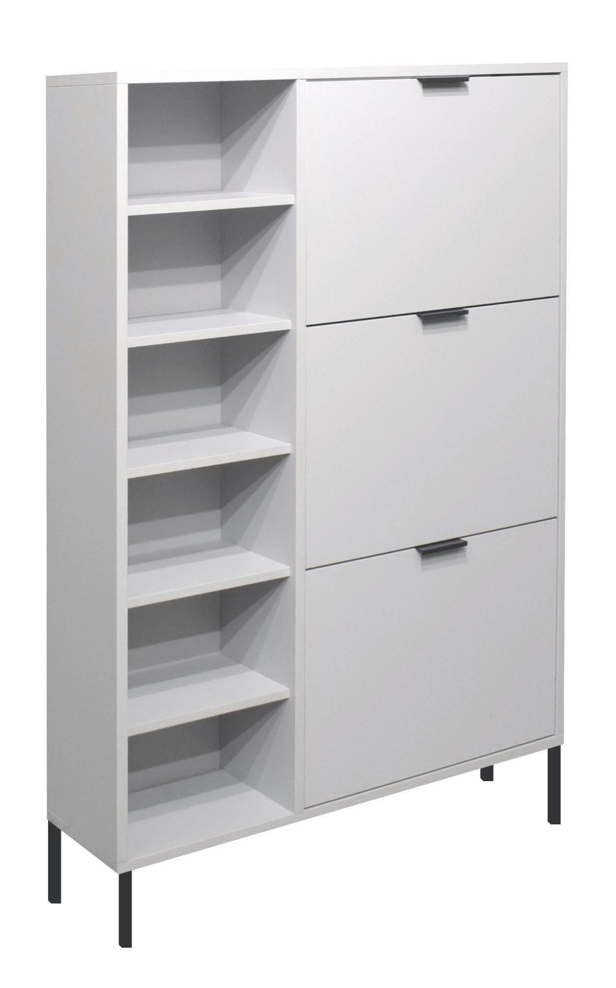 SCHUHSCHRANK Erna 95x25x141 Kreidegrau matt Lack - Hellgrau, Holzwerkstoff (95/141/25cm) - 58aufmkessel