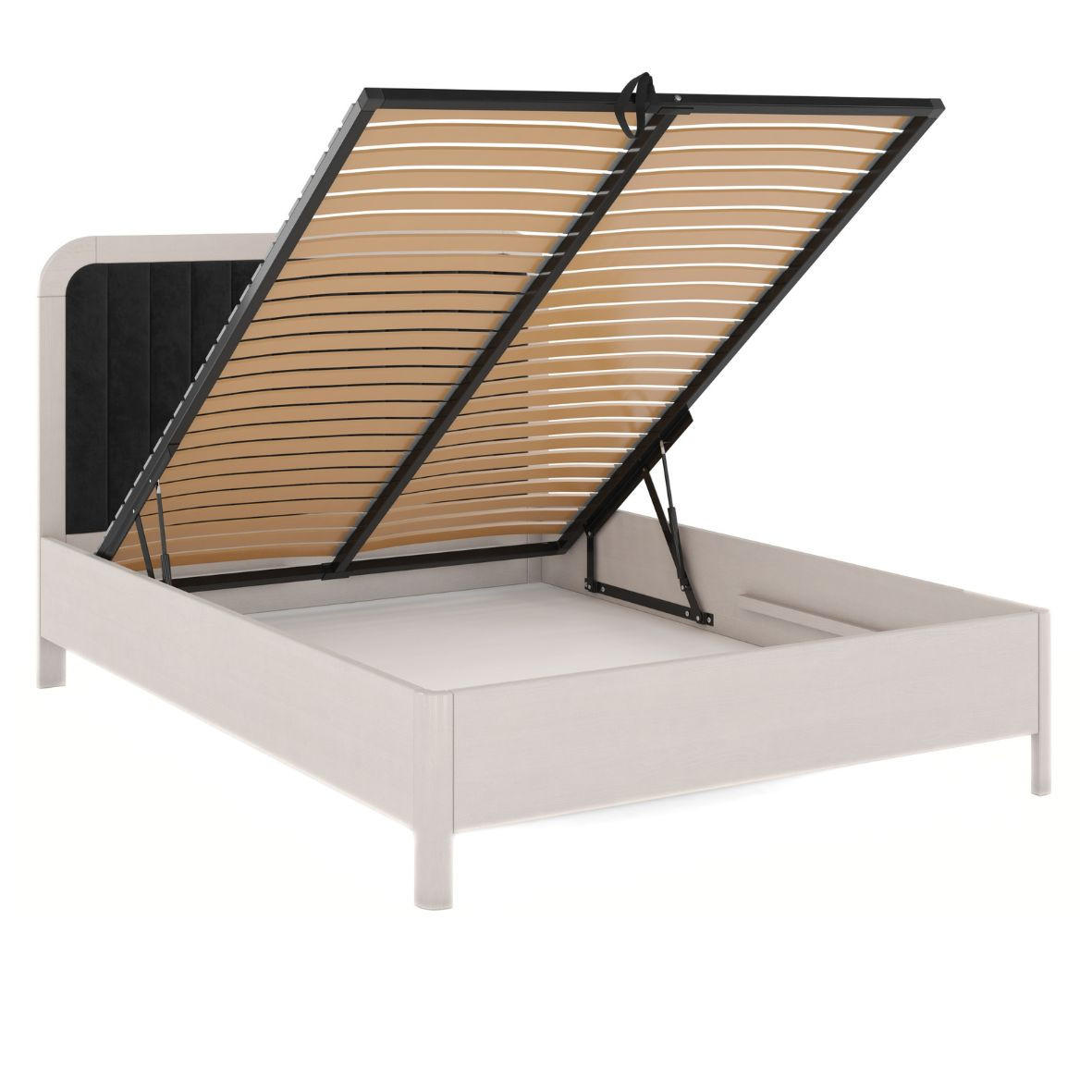MASSIVHOLZBETT Modena mit Lattenrost und Bettkasten, Buche - lackiert, Weiß/Schwarz, 160x200 - Schwarz/Weiß, Holz/Buchenholz (160/200cm) - Visby