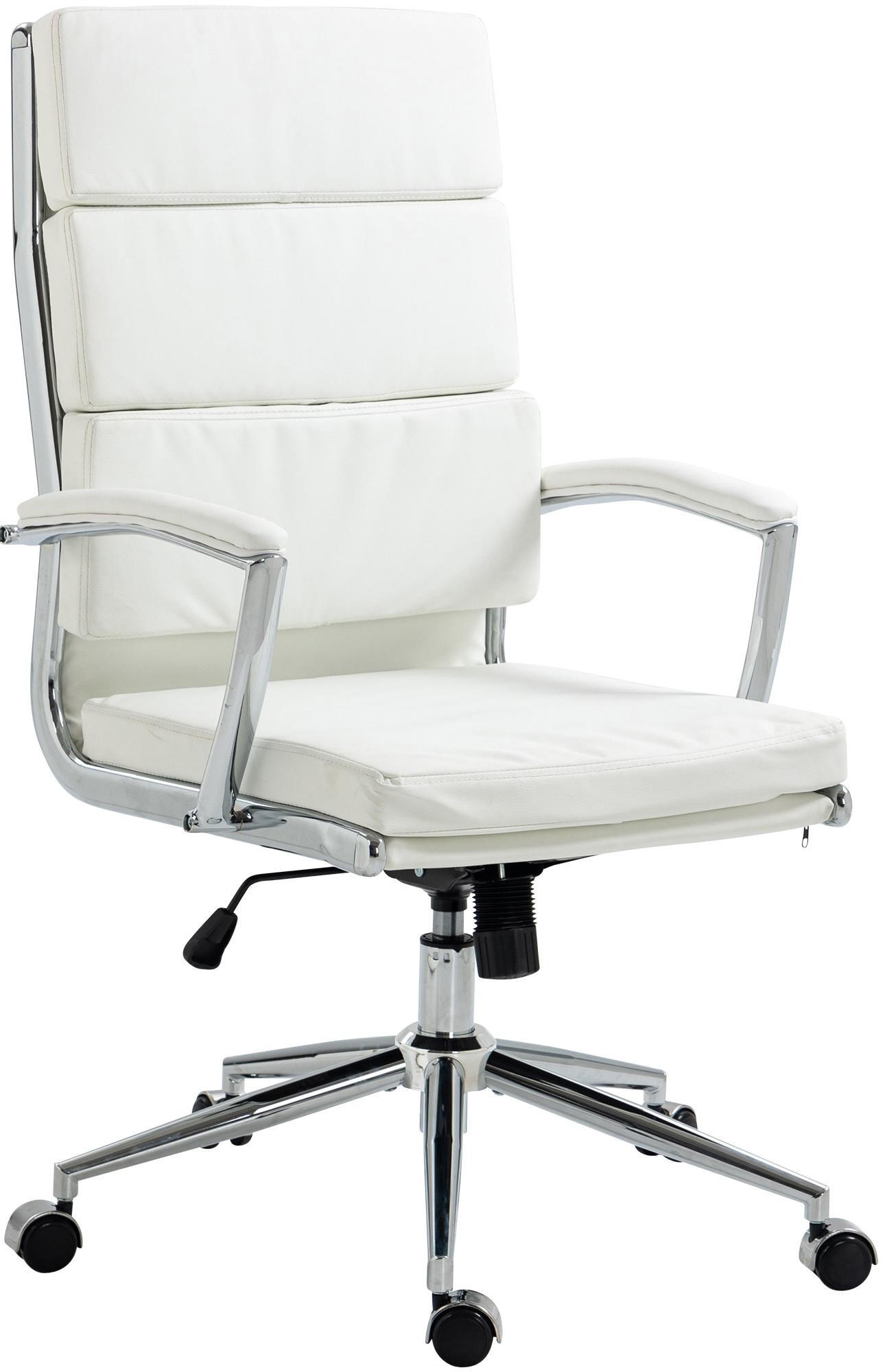 CHEFSESSEL Lederlook weiß - Chromfarben/Weiß, Textil/Metall (61/107/65cm) - CLP