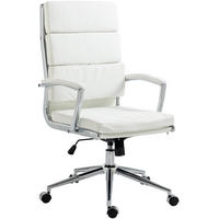 CHEFSESSEL Lederlook weiß - Chromfarben/Weiß, Textil/Metall (61/107/65cm) - CLP