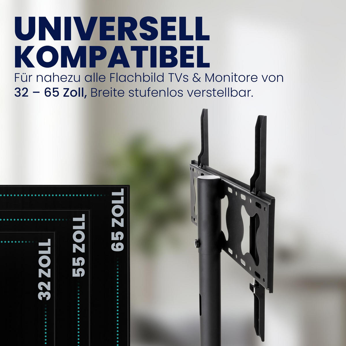 TV RACK Metall Schwarz-Matt - Schwarz, Metall (64/100/53cm) - CLP