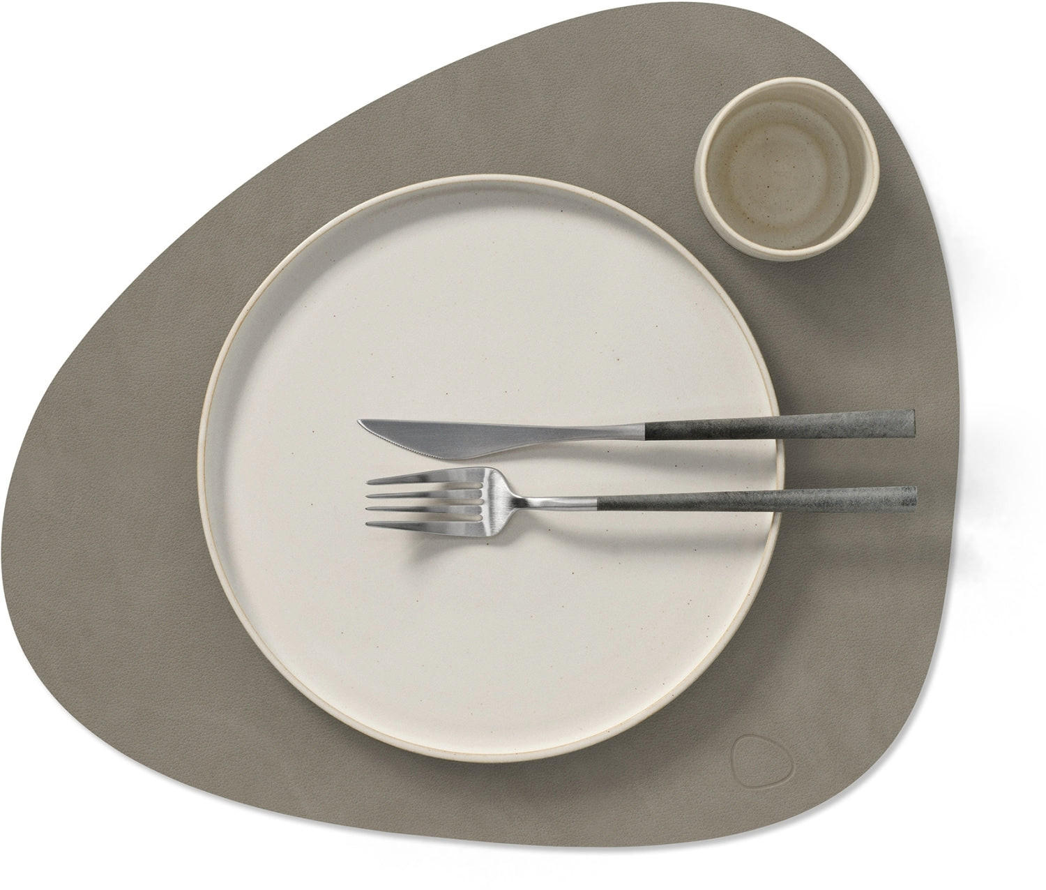 PLATZSET TISCHSETS Nupo - Leder - Flintgrau - Curved - 44 x 37 cm - 2 Stück - Grau, Leder (44/37/2cm) - LIND DNA