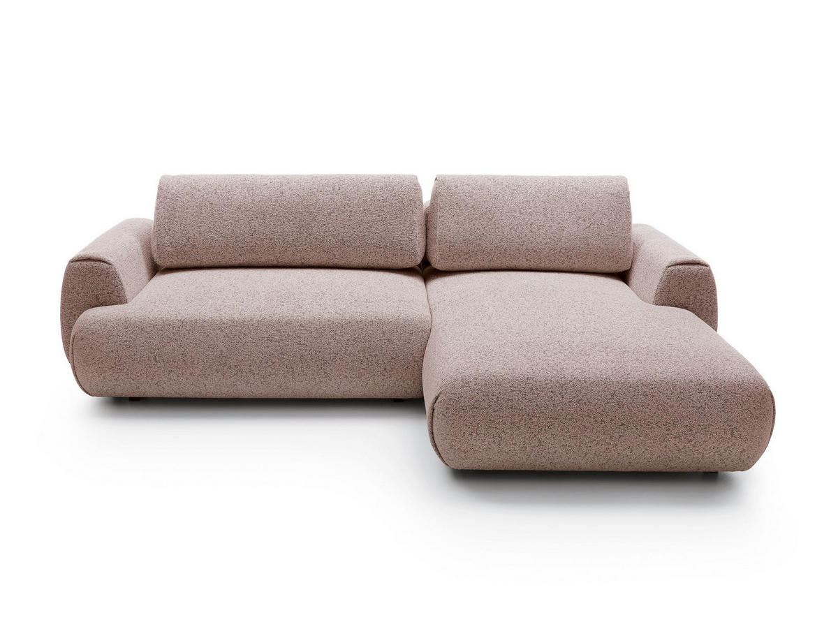 ECKSOFA ZEST Rosa Geflochtener Stoff mit Schlaffunktion - Rosa, Holz (270/167cm) - MASSENO