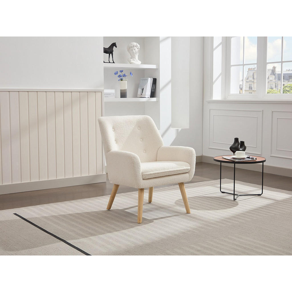 Thumbnail - Vente-Unique Sessel, Weiß, Textil, Uni, 1-Sitzer, 65x79x68 cm, Wohnzimmer, Sessel, Polstersessel