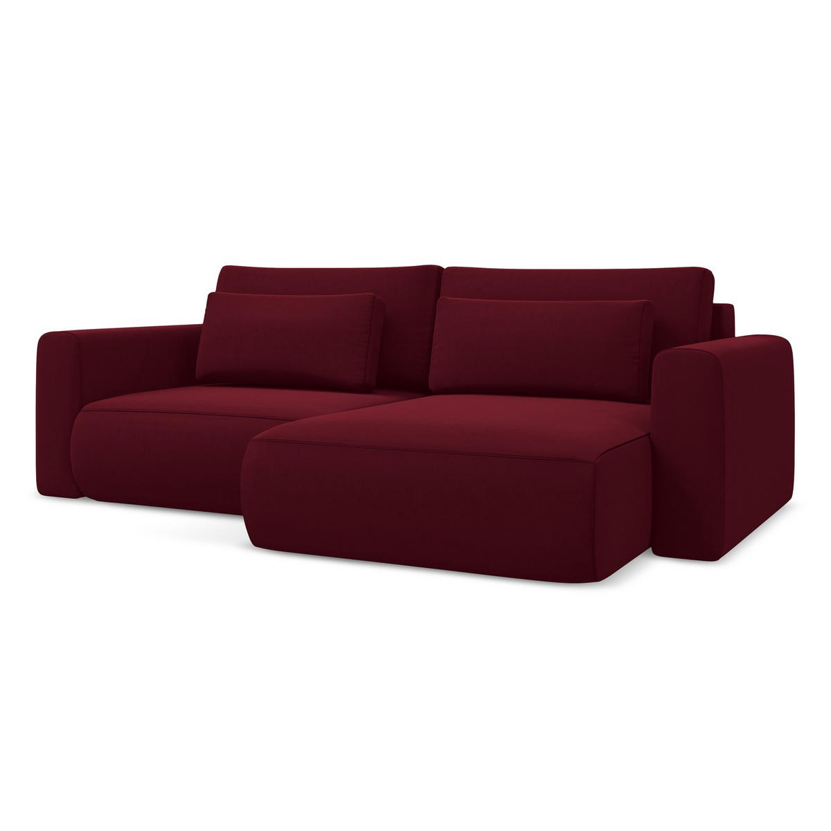 ECKSOFA mit Schlaffunktion Samt Stoff Rot - Bordeaux/Rot, Kunststoff/Textil (240/149cm) - LaMiaSofa