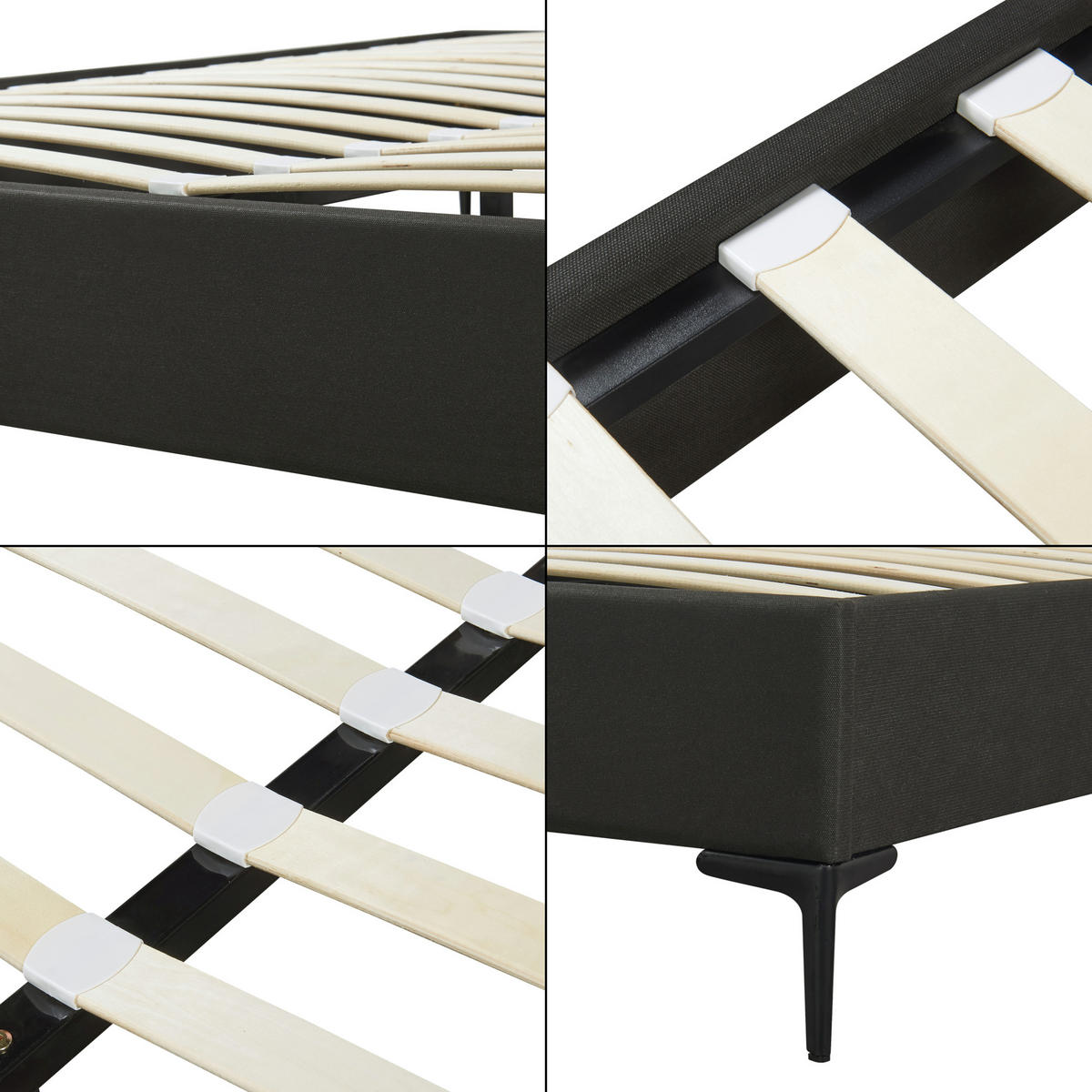 POLSTERBETT Lilla mit Matratze - Grün, Holzwerkstoff/Textil (160/200cm) - [en.casa]