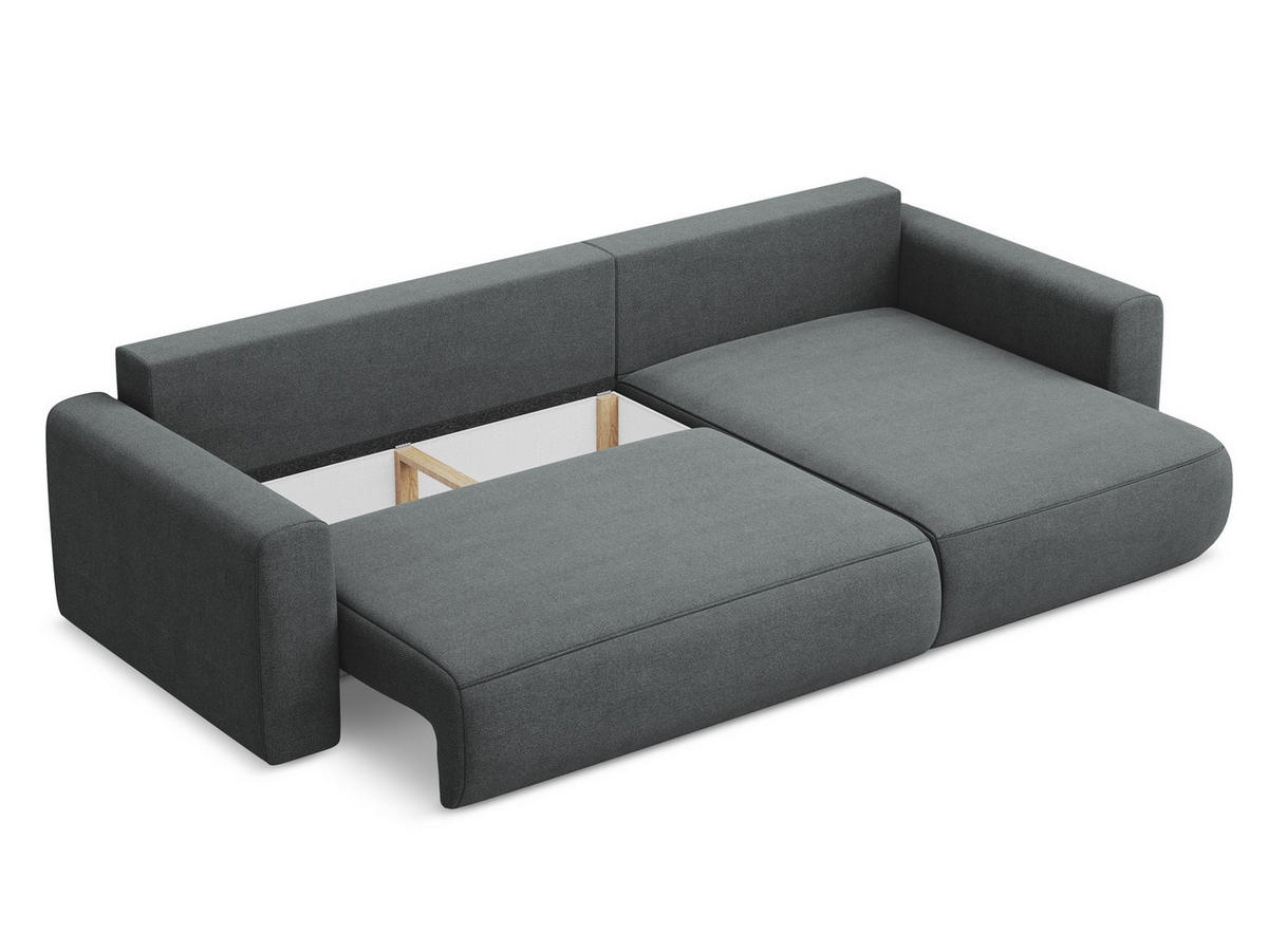 ECKSOFA mit Schlaffunktion Strukturstoff Stoff Grau - Schwarz/Grau, Kunststoff/Textil (278/149cm) - Makamii